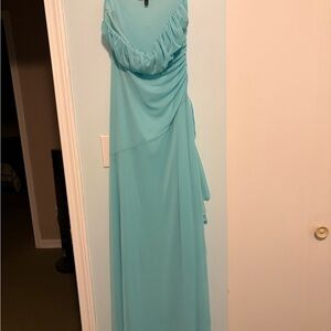 Le Chateau One Shoulder Turquoise Gown